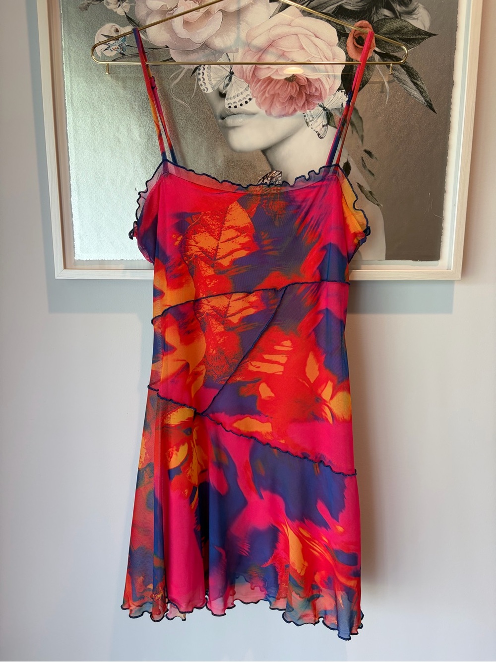 Urban Outfitters Moxie Mesh Mini Dress Ruffle Size Small